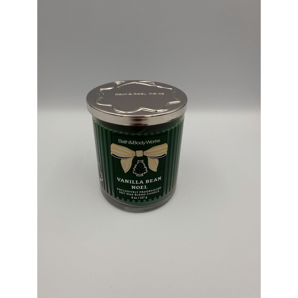 Bath & Body Works New Vanilla Bean Noel 1 Wick Candle 8 oz White Barn Christmas